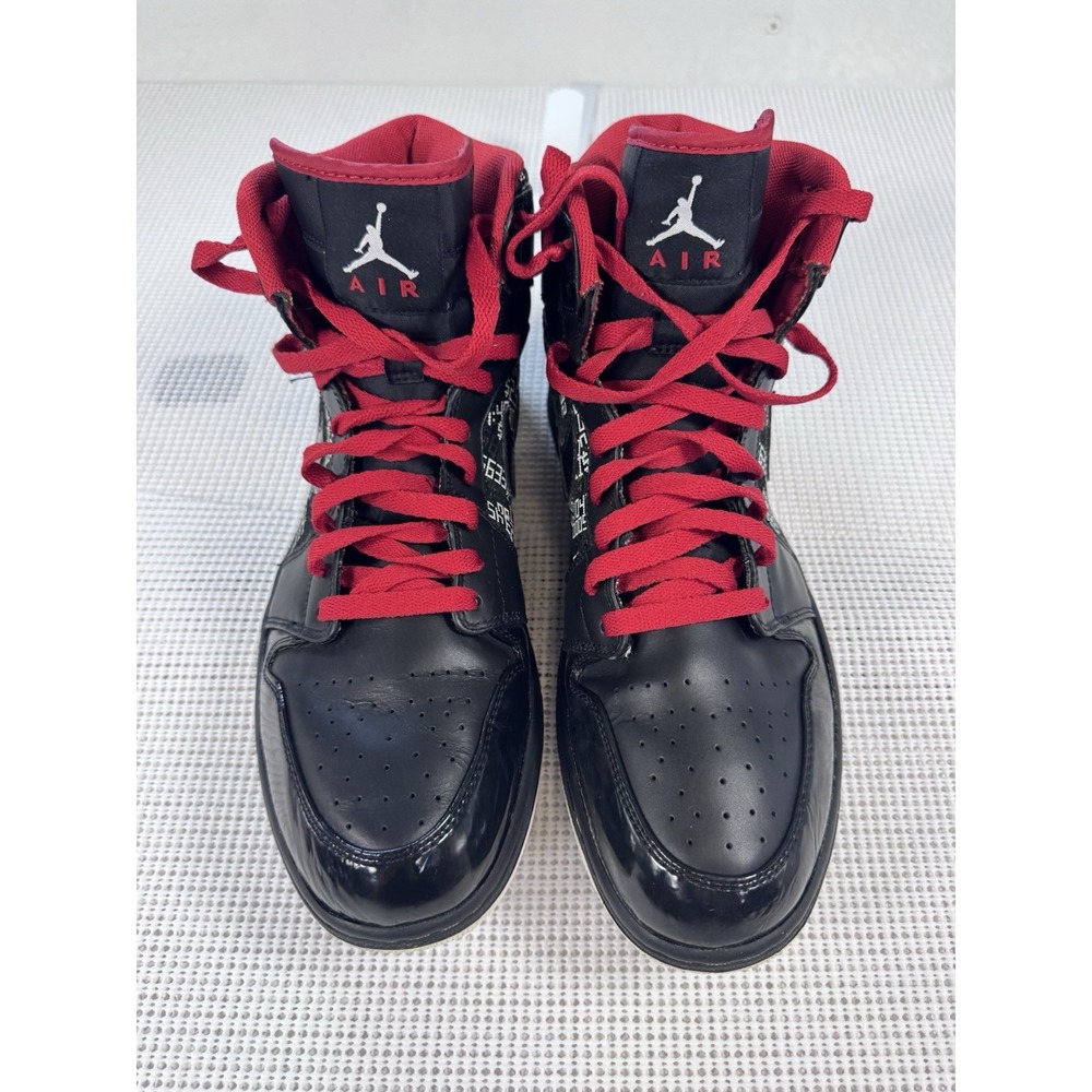 Jordan 1 Phat Mid Black Red Graphic Print Mens Sneakers 374998-012 Size 13